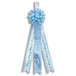 Baby announcement ribbon in blue