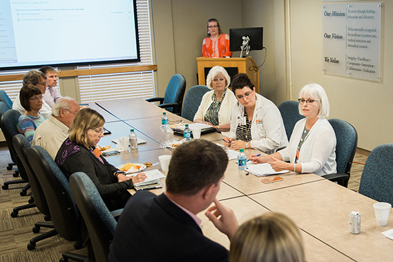 An internal review board meets to discuss clinical trials and research at The University of Tennessee Medical Center