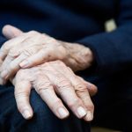 A closeup of a senior woman's hands