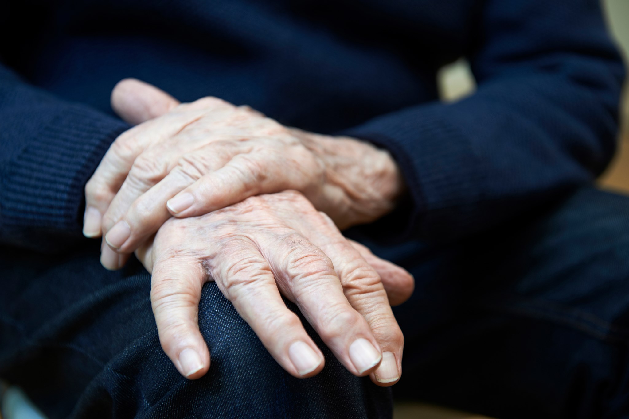 A closeup of a senior woman's hands