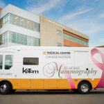 Mobile Mammography Unit parked in front of the Cancer Institute at UT Medical Center in Knoxville, Tennessee