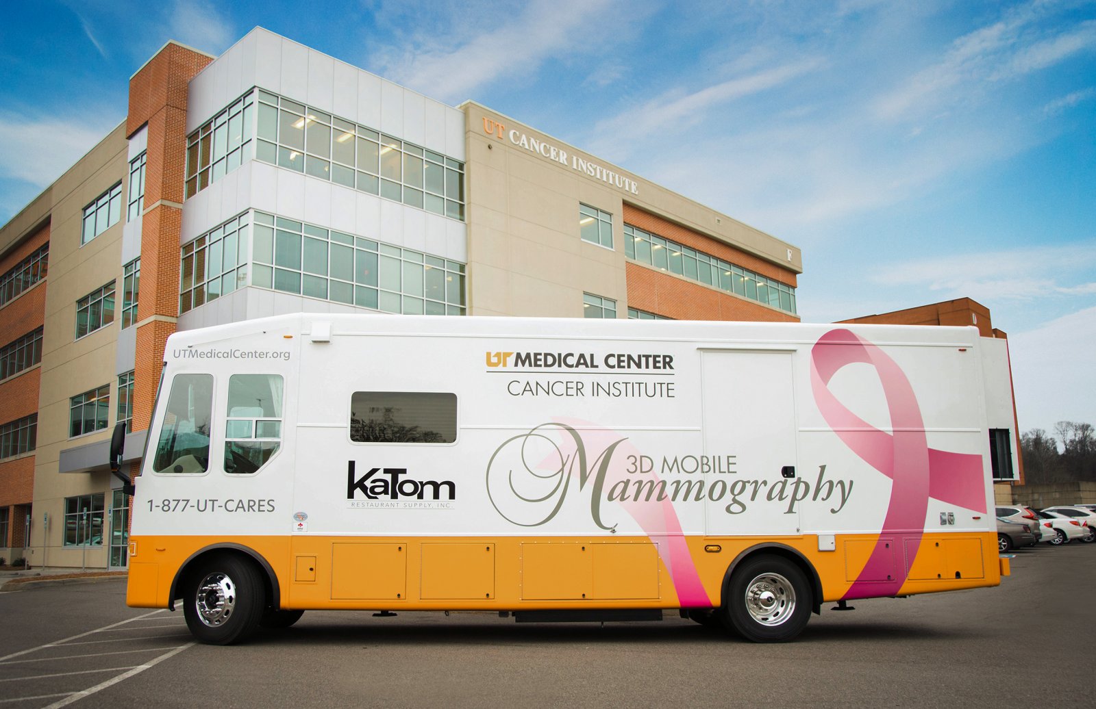 Mobile Mammography Unit parked in front of the Cancer Institute at UT Medical Center in Knoxville, Tennessee